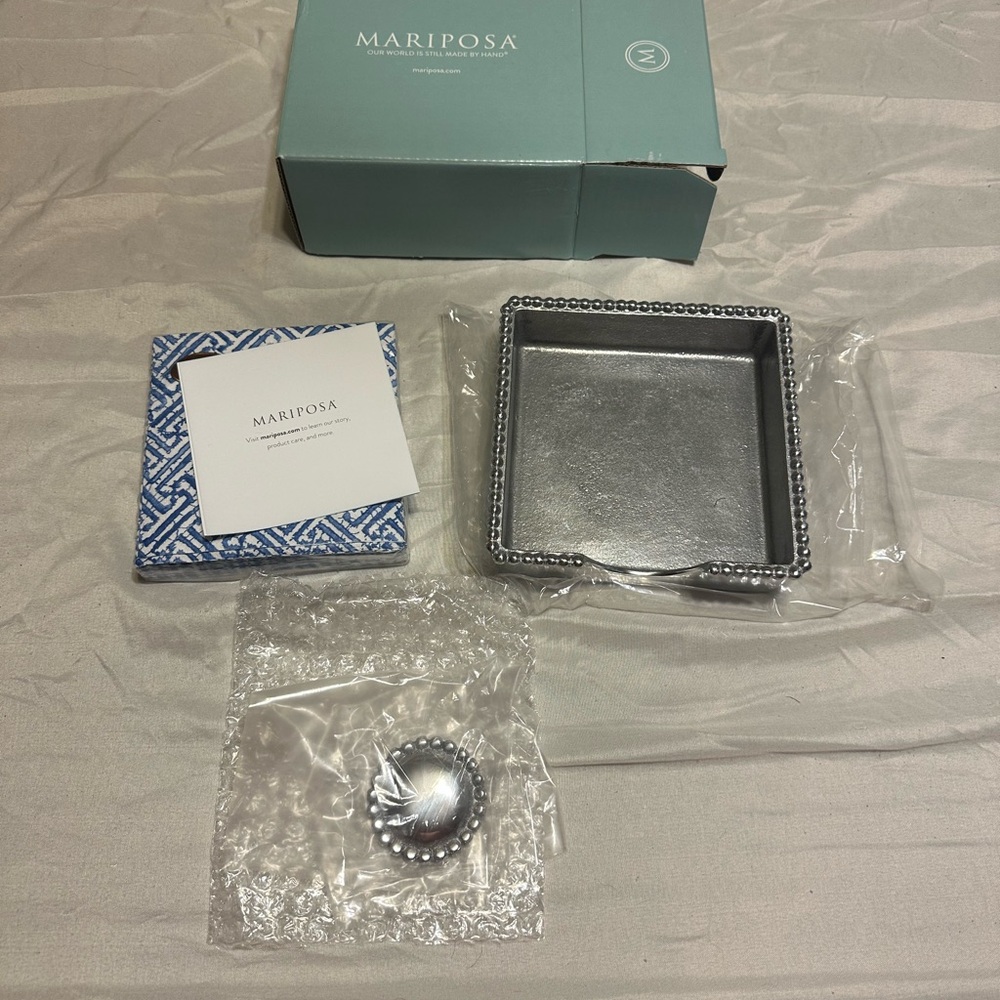 Mariposa Silver Beaded napkin holder